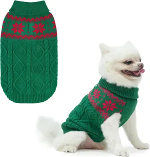 Warm Winter Dog Sweater - Cold Weather Pet Clothes for Small Medium Large Dogs Indoor Outdoor, Soft Classic Knit Puppy Apparel