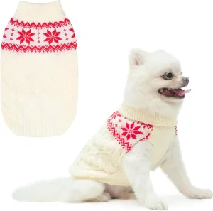Warm Winter Dog Sweater - Cold Weather Pet Clothes for Small Medium Large Dogs Indoor Outdoor, Soft Classic Knit Puppy Apparel
