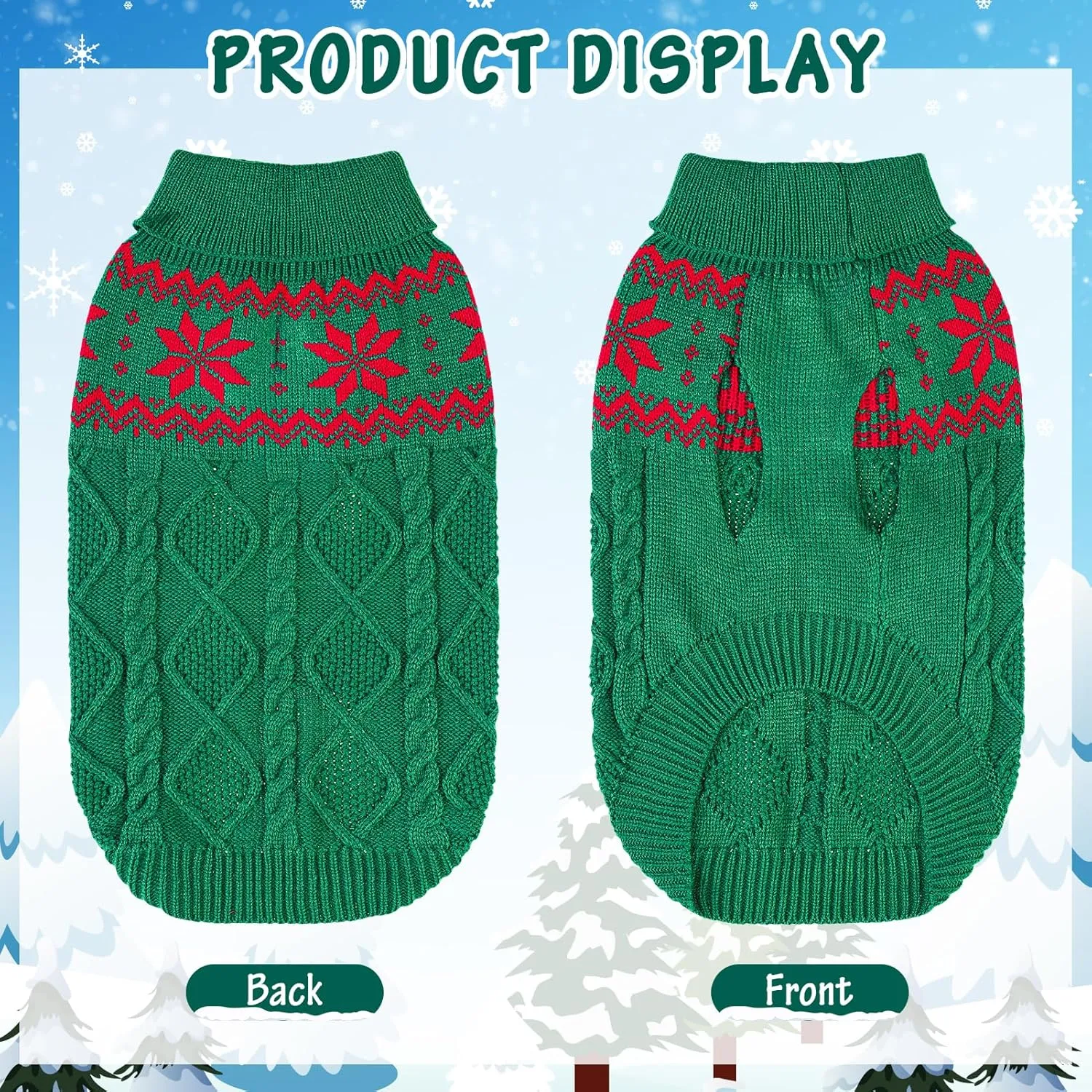 Warm Winter Dog Sweater - Cold Weather Pet Clothes for Small Medium Large Dogs Indoor Outdoor, Soft Classic Knit Puppy Apparel