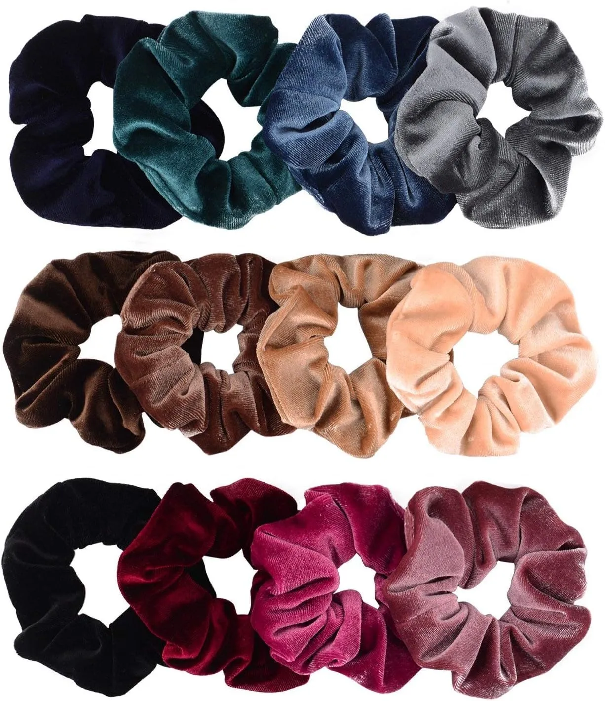 Whaline 12 Pack Hair Scrunchies Premium Velvet Scrunchy Elastic Hair Bands for Girls, Women Hair Accessories (12 Colors)