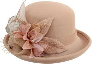 Women Cloche Bucket Bowler Hat 1920s Vintage Church Dress Party Hat Fall Winter Bell Round Cap Cloche Hat
