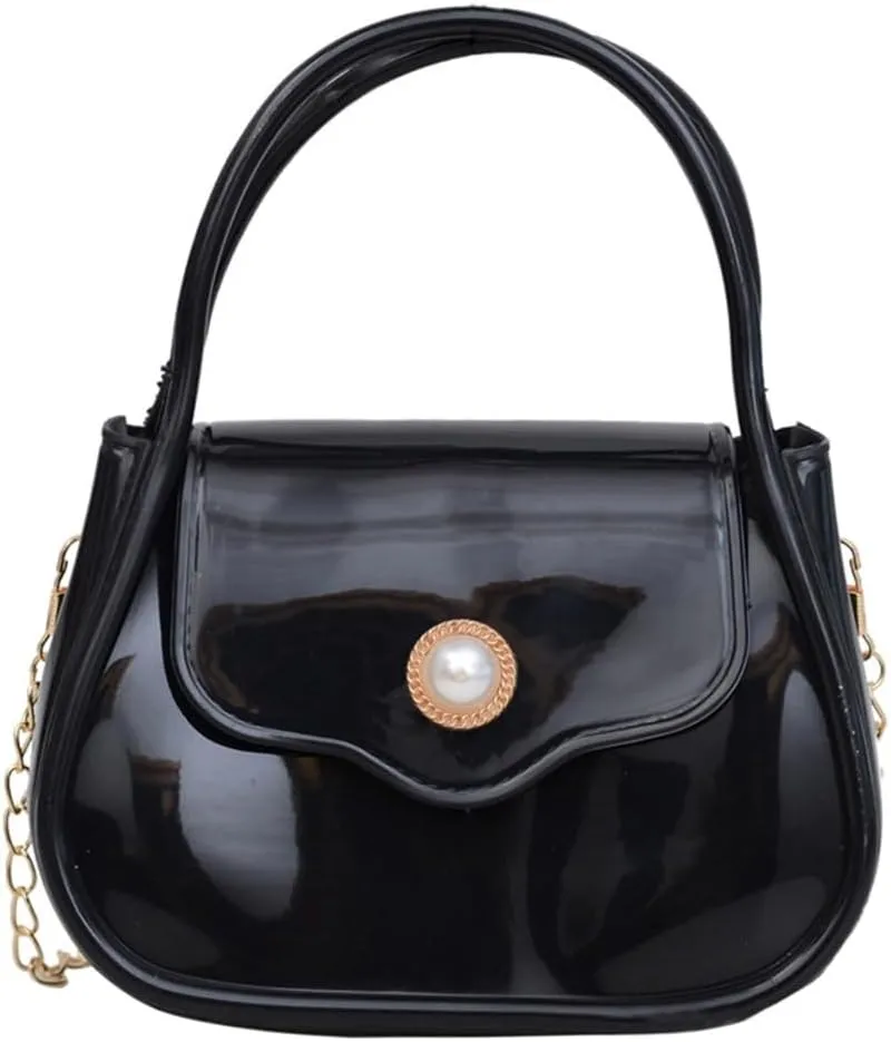 Women Crossbody Chain Purse PVC Jelly Small Bag Solid Color Shoulder Handbag for Various Occasion and Travel