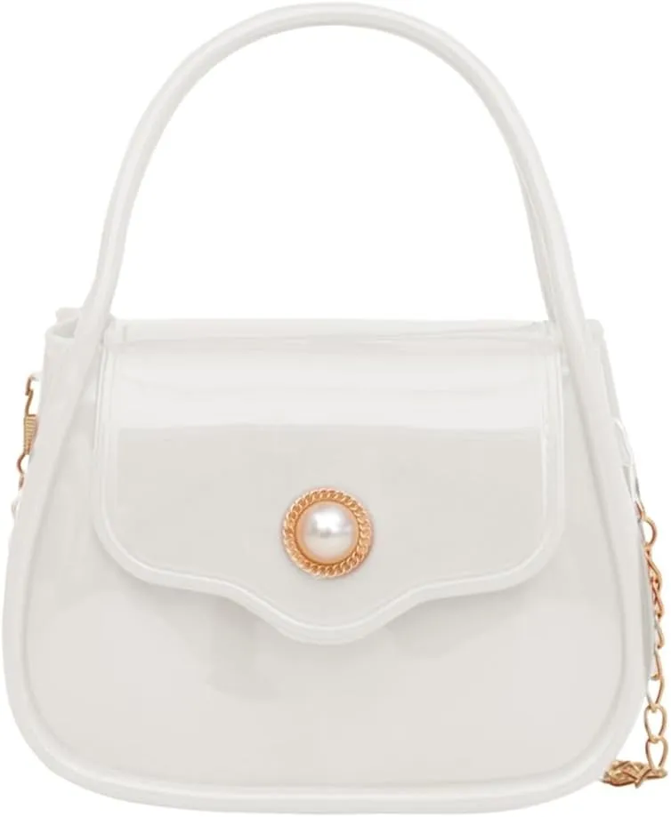 Women Crossbody Chain Purse PVC Jelly Small Bag Solid Color Shoulder Handbag for Various Occasion and Travel