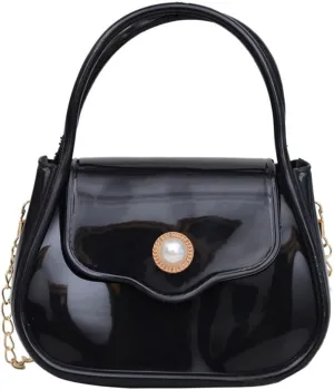 Women Crossbody Chain Purse PVC Jelly Small Bag Solid Color Shoulder Handbag for Various Occasion and Travel