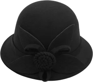 Women Elegant Cloche Round Hat for Women 1920s Fedora Ladies Bucket Hats Vintage Flower Church Hat for Women
