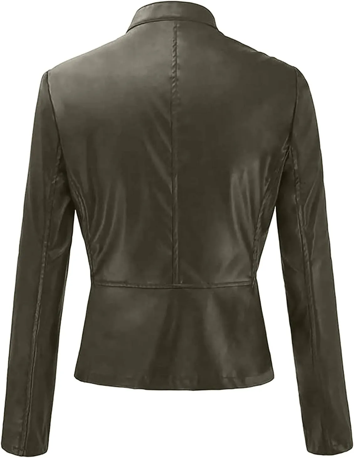 Women Faux Leather Jacket, Women's Zip Up Motorcycle Short PU Moto Biker Outwear Fitted Slim Coat Tops
