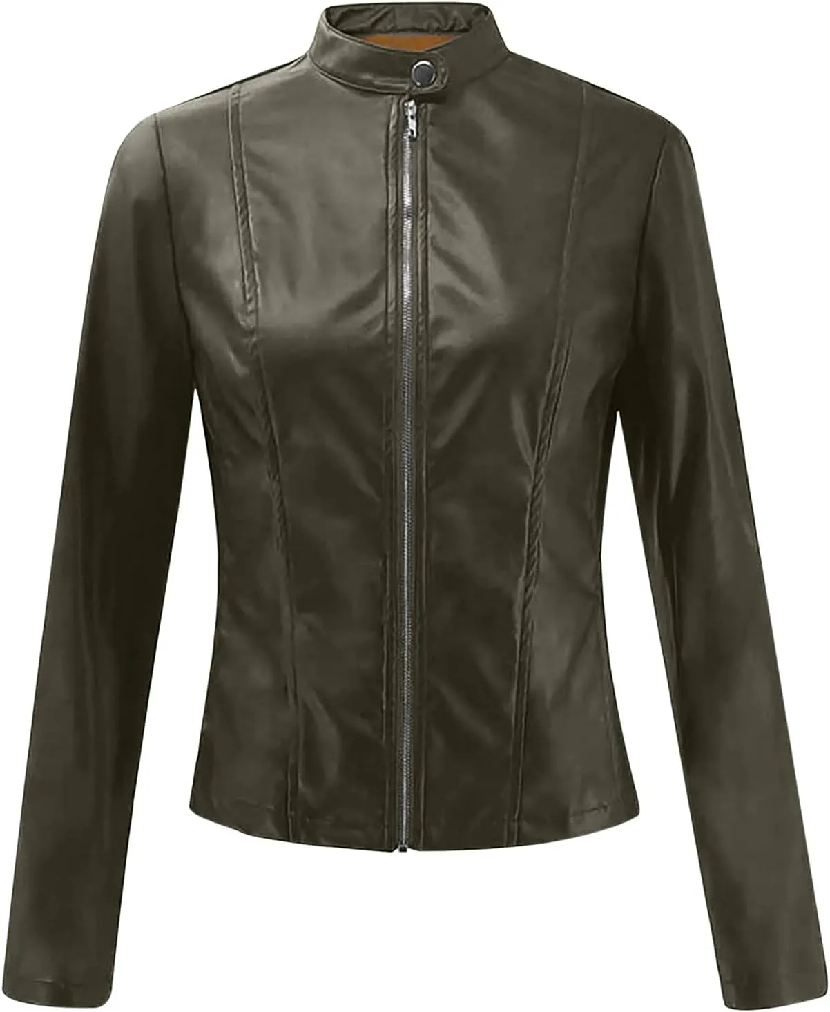 Women Faux Leather Jacket, Women's Zip Up Motorcycle Short PU Moto Biker Outwear Fitted Slim Coat Tops