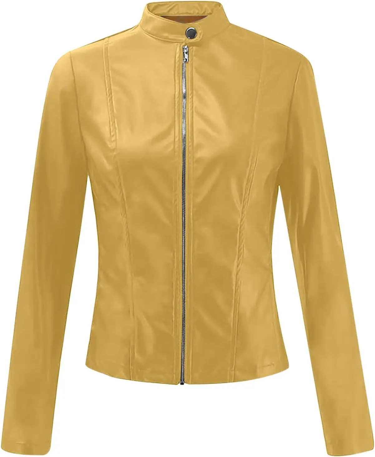 Women Faux Leather Jacket, Women's Zip Up Motorcycle Short PU Moto Biker Outwear Fitted Slim Coat Tops
