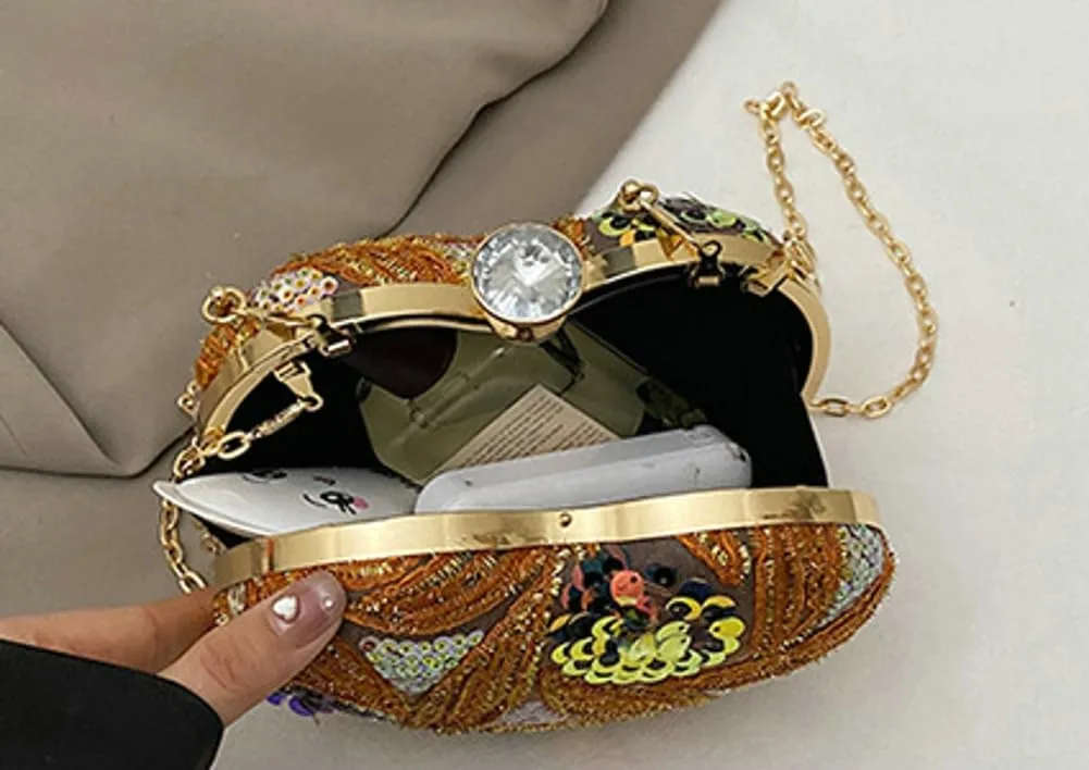 Women Heart Shaped Clutch Handbag Wedding Party Evening Bag Mini Chain Purse Cocktail Prom Crossbody Bag