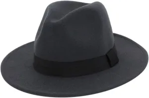 Women Men Classic Jazz Hat Vintage Wide Brim Fedora Hat with Belt Buckle Panama Hat Black Dress Hat for Unisex