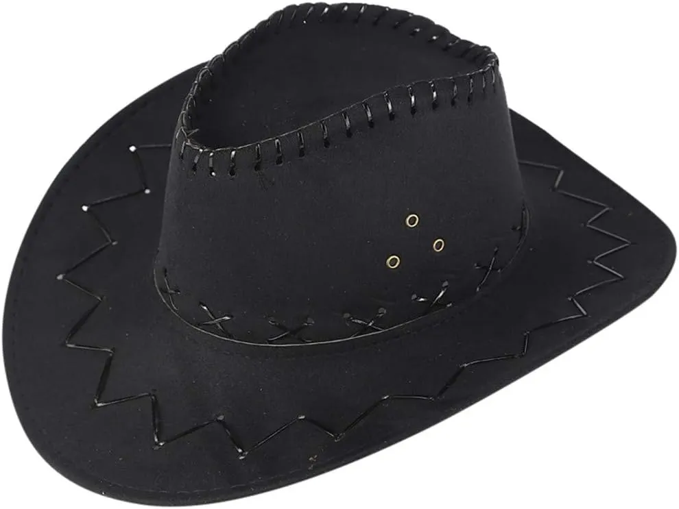 Women Men Fashion Classic Wide Brim Western Cowboy Hat with Belt Buckle Outdoor Fedora Hat