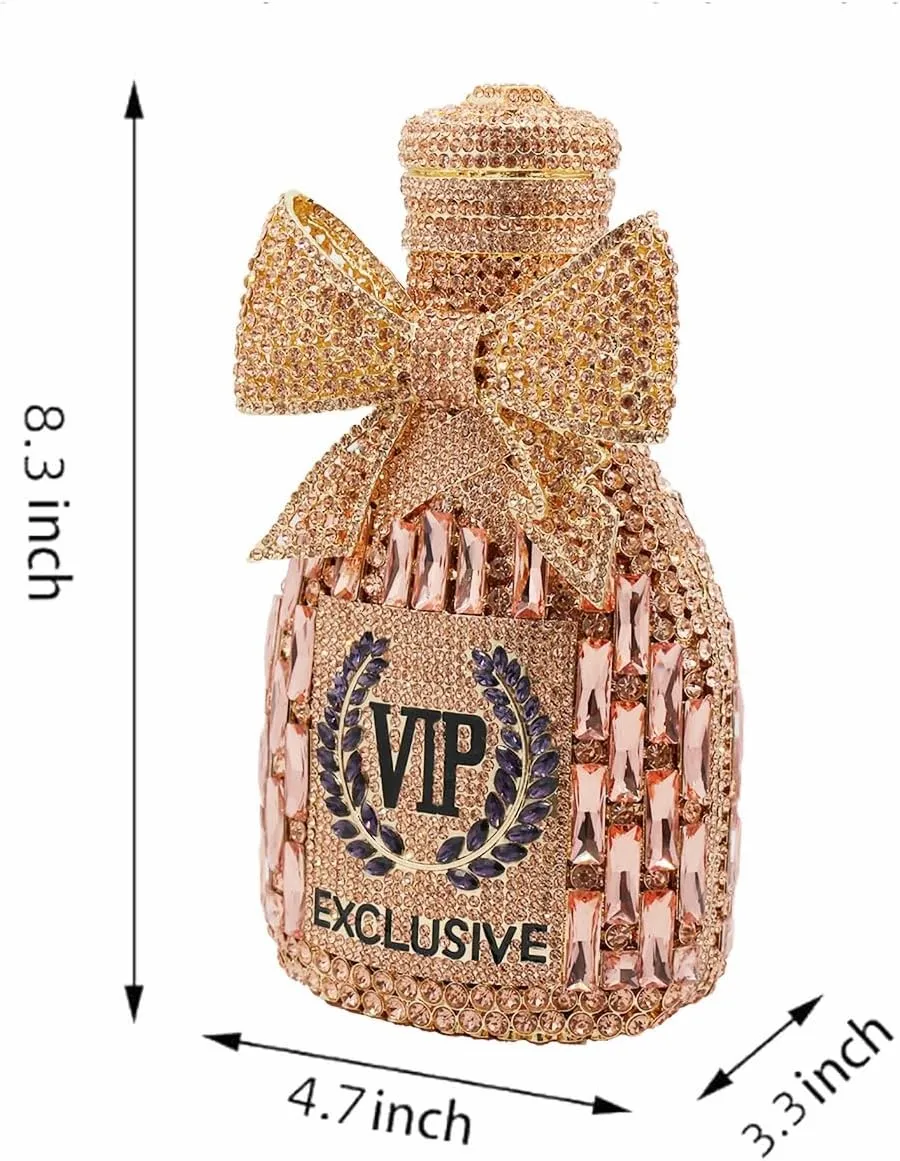 Women Rhinestone Clutch Purse Champagne Bottle Evening Bag Bling Diamond Handbag Unique Bride Purse for Paty Wedding