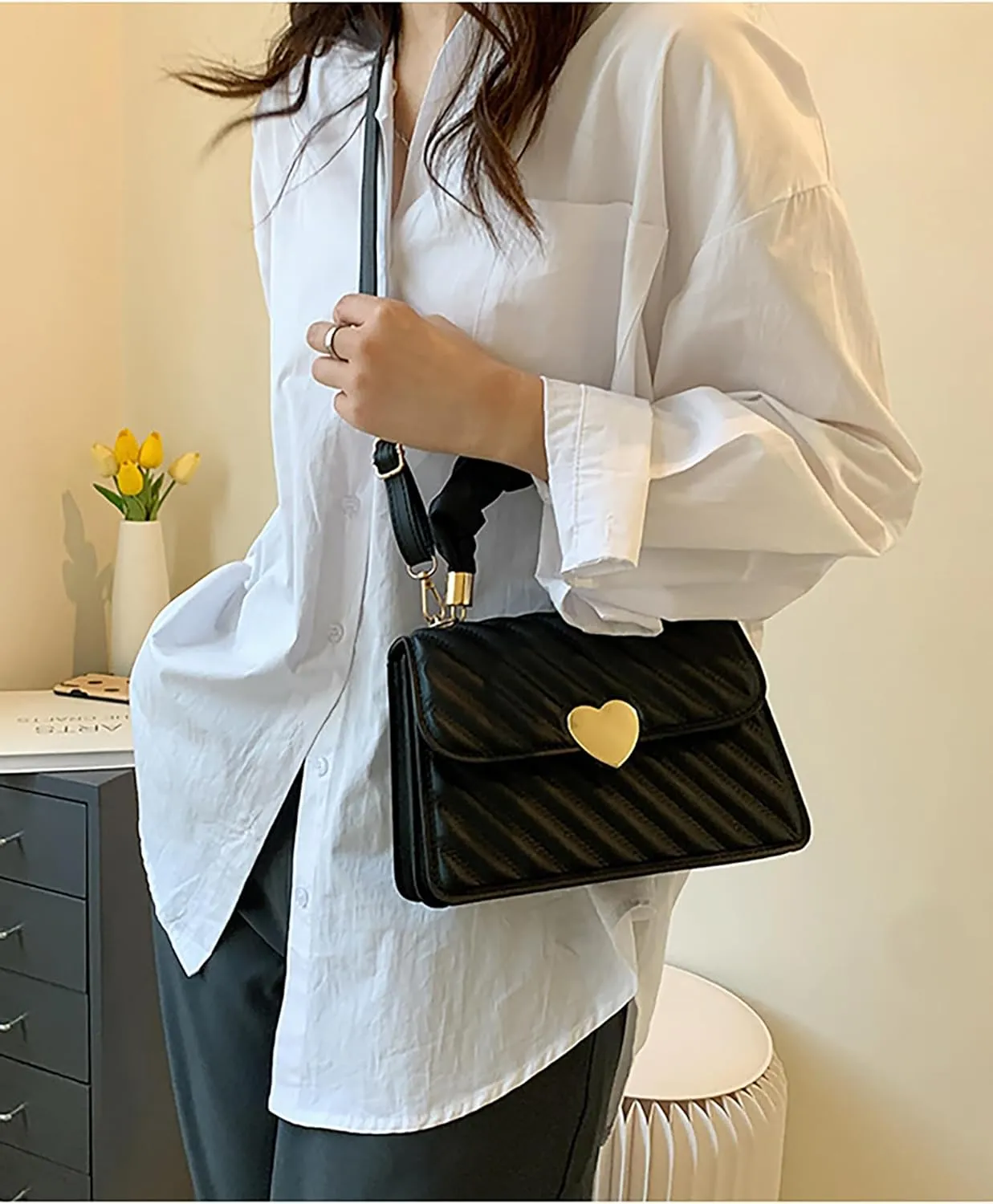 Women Top Handle Clutches Crossbody Shoulder Bags Small Totes Dual-usage Square Handbag