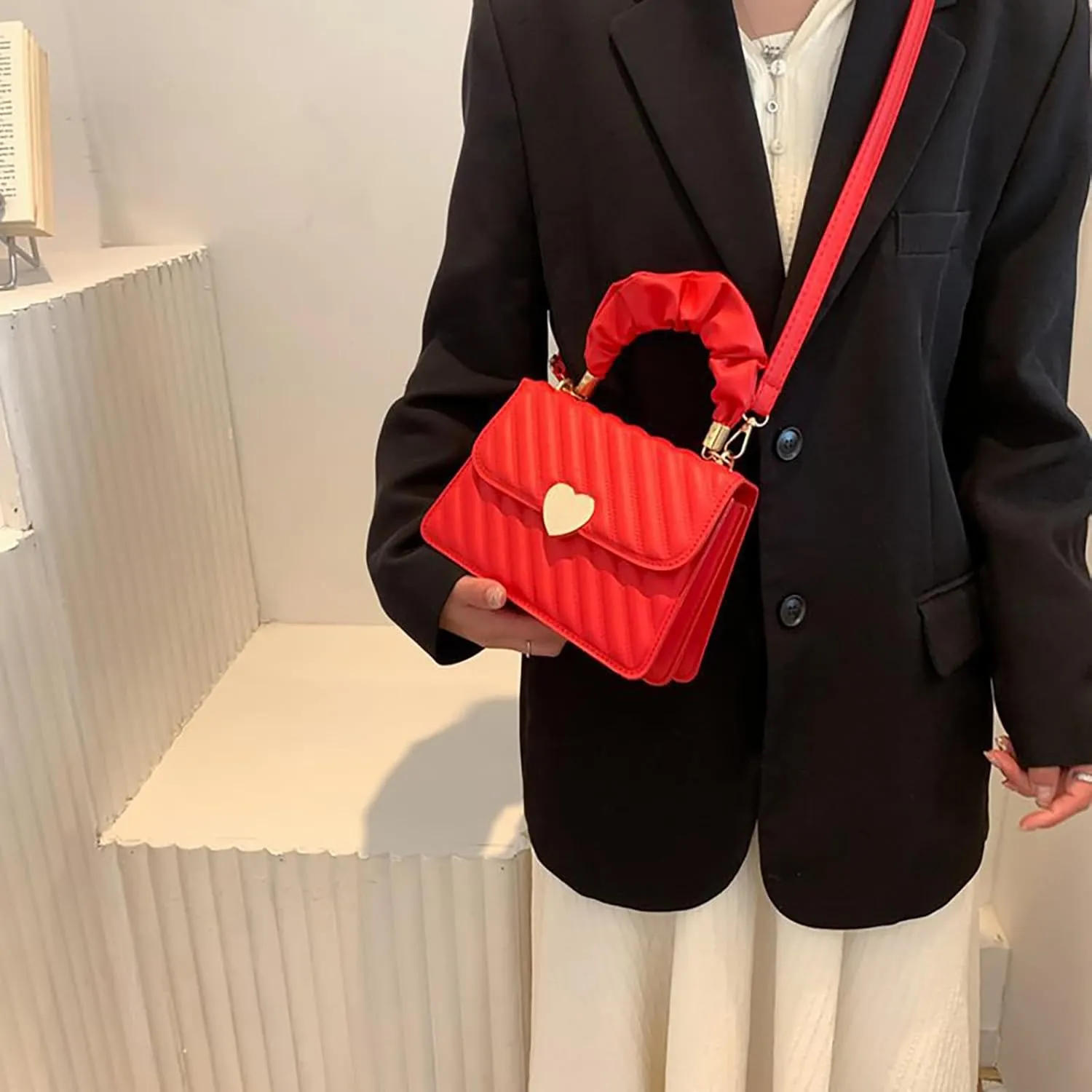Women Top Handle Clutches Crossbody Shoulder Bags Small Totes Dual-usage Square Handbag