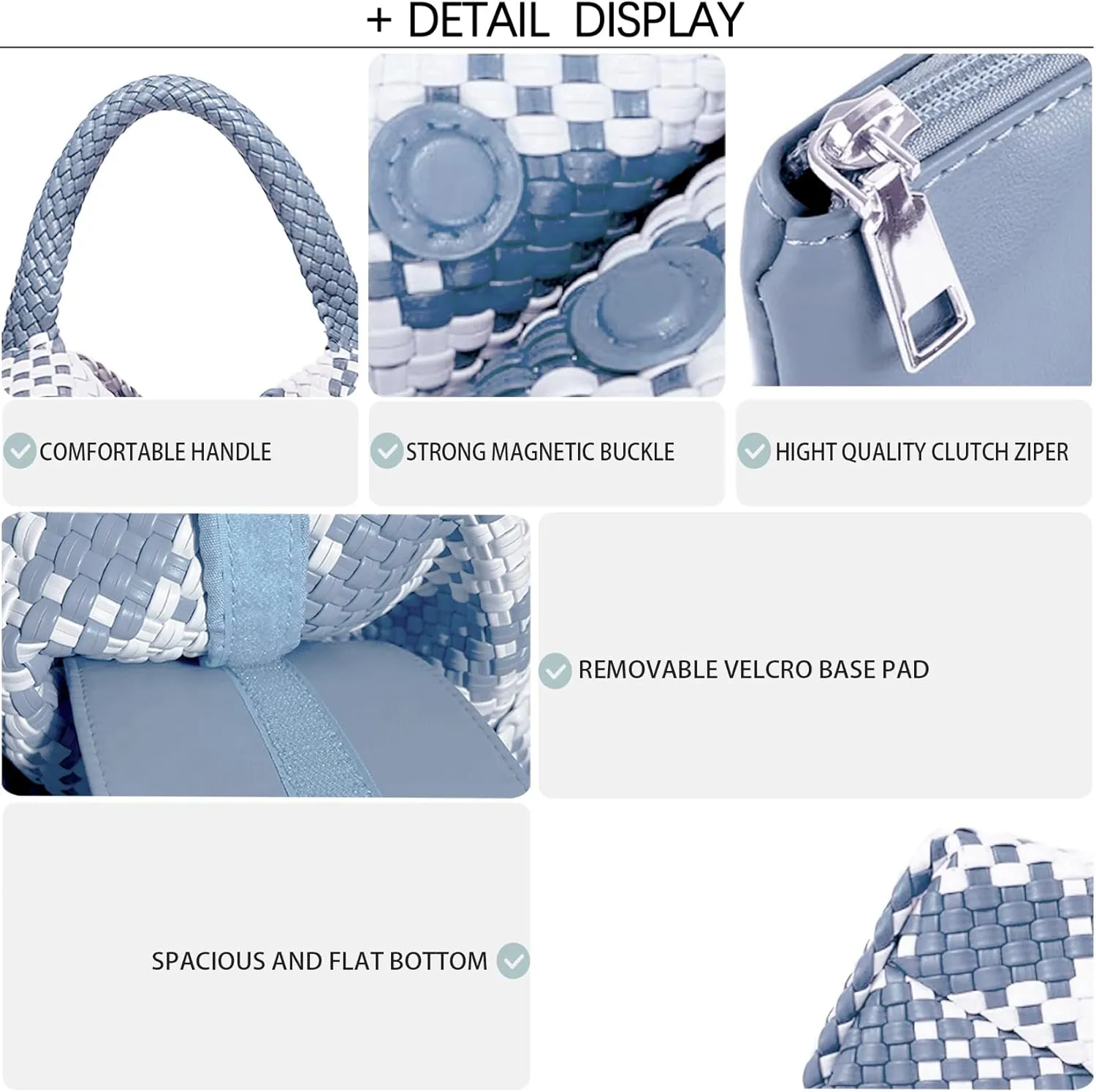 Women Vegan Leather Hand-Woven Tote Handbag Fashion Shoulder Top-handle Bag All-Match Underarm Bag with Purse