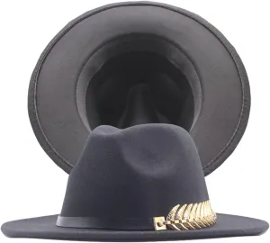 Women Wide Brim Fedora Floppy Panama Hat Black Bowler Hat Short Rolled Brim Fedora Hat for Men and Women