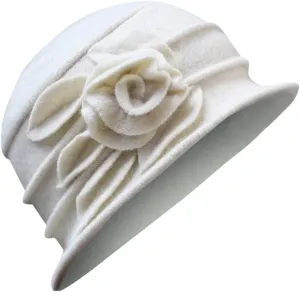 Women Wool Fel Dress Party Hats for Fall Winter Flower Elegant Church Hats 1920s 1950s