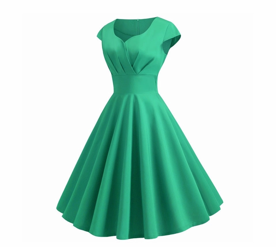 Women's V Neck Solid Color A-Line Flare Dress