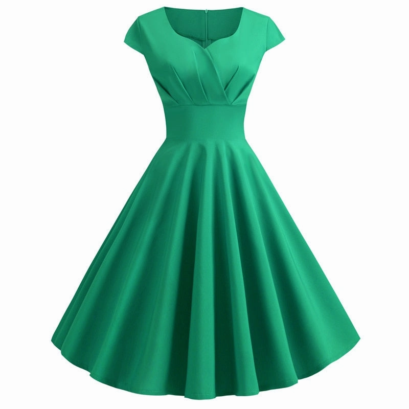 Women's V Neck Solid Color A-Line Flare Dress