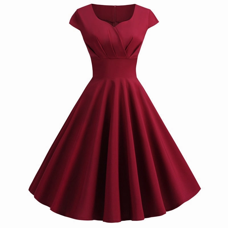 Women's V Neck Solid Color A-Line Flare Dress