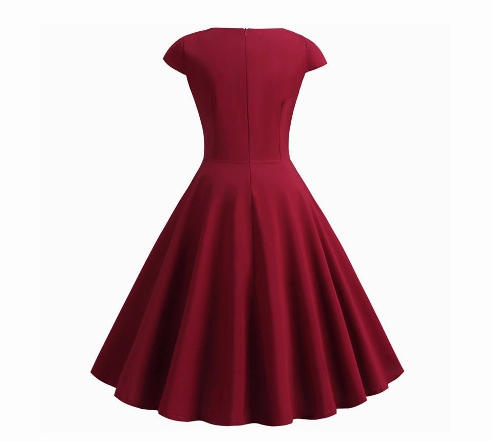 Women's V Neck Solid Color A-Line Flare Dress