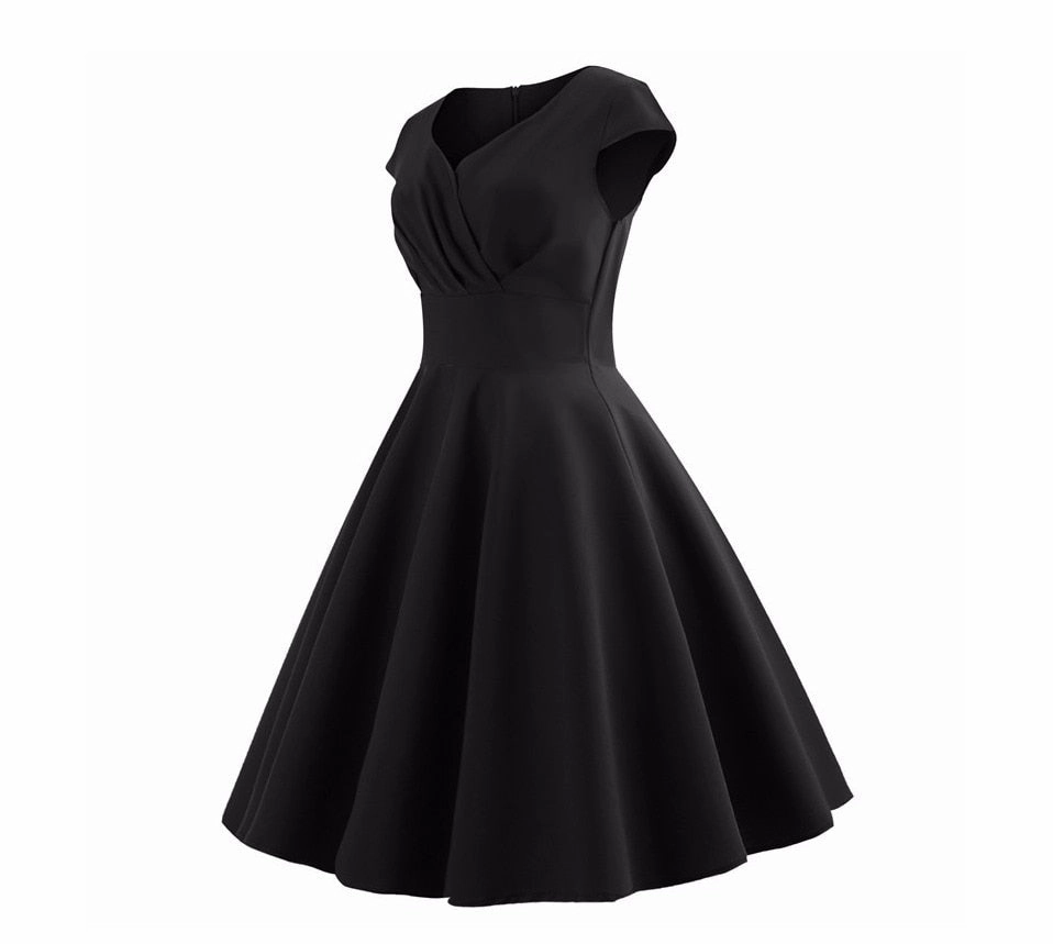 Women's V Neck Solid Color A-Line Flare Dress
