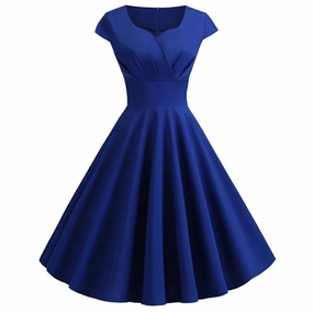 Women's V Neck Solid Color A-Line Flare Dress