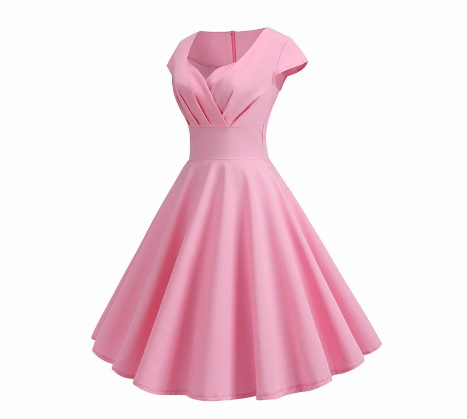 Women's V Neck Solid Color A-Line Flare Dress