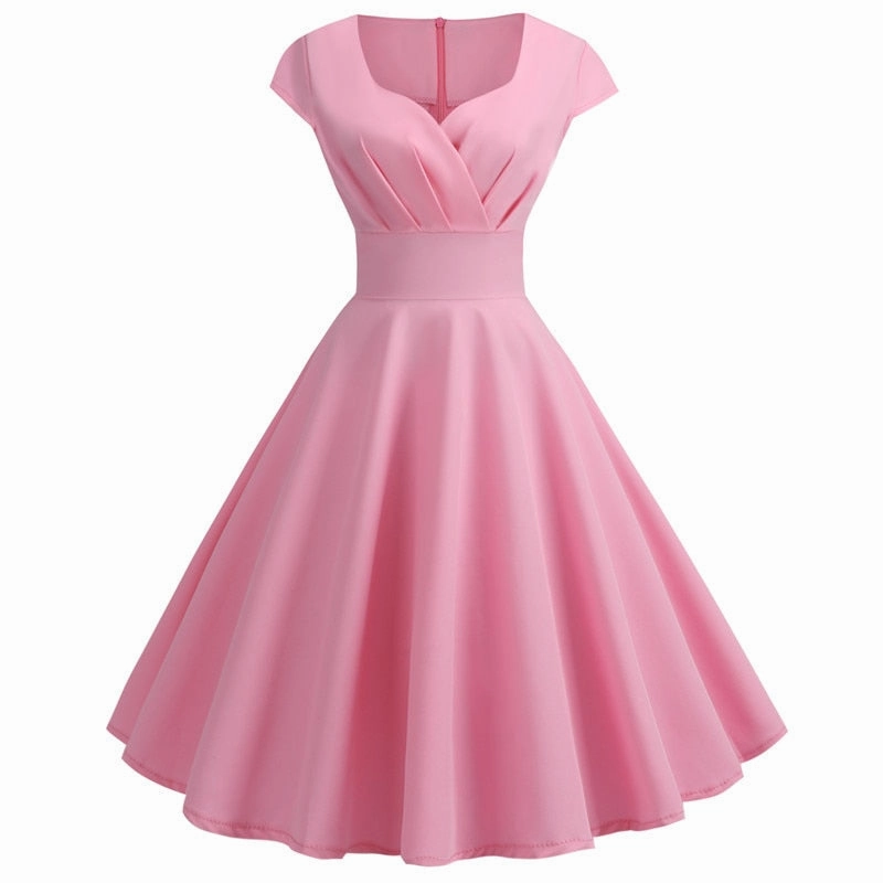 Women's V Neck Solid Color A-Line Flare Dress