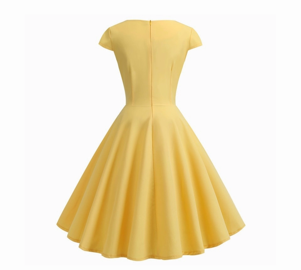 Women's V Neck Solid Color A-Line Flare Dress