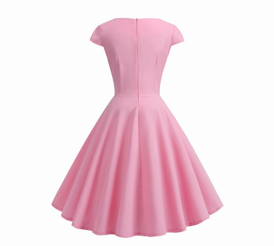 Women's V Neck Solid Color A-Line Flare Dress