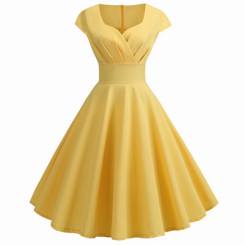 Women's V Neck Solid Color A-Line Flare Dress