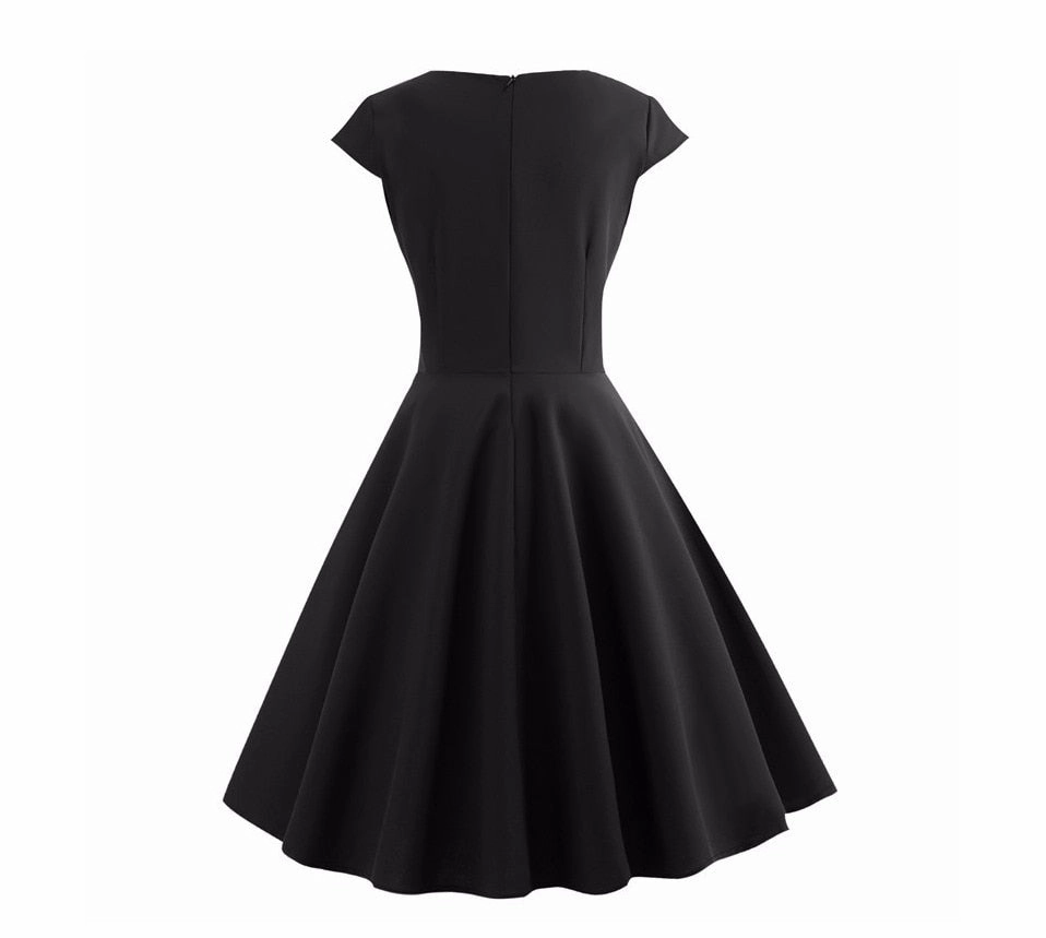 Women's V Neck Solid Color A-Line Flare Dress