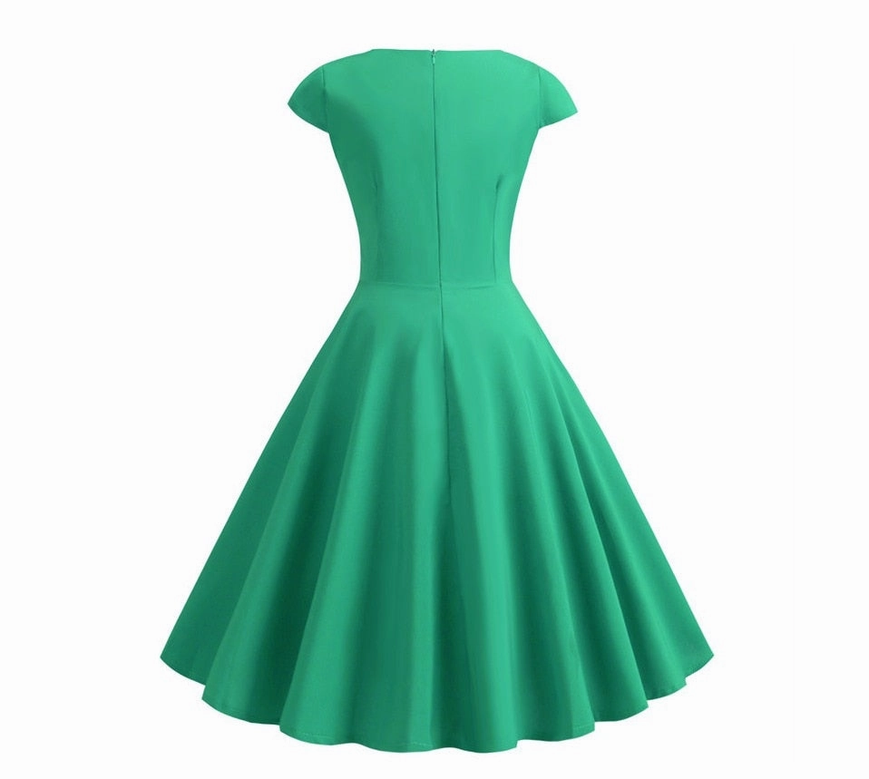 Women's V Neck Solid Color A-Line Flare Dress