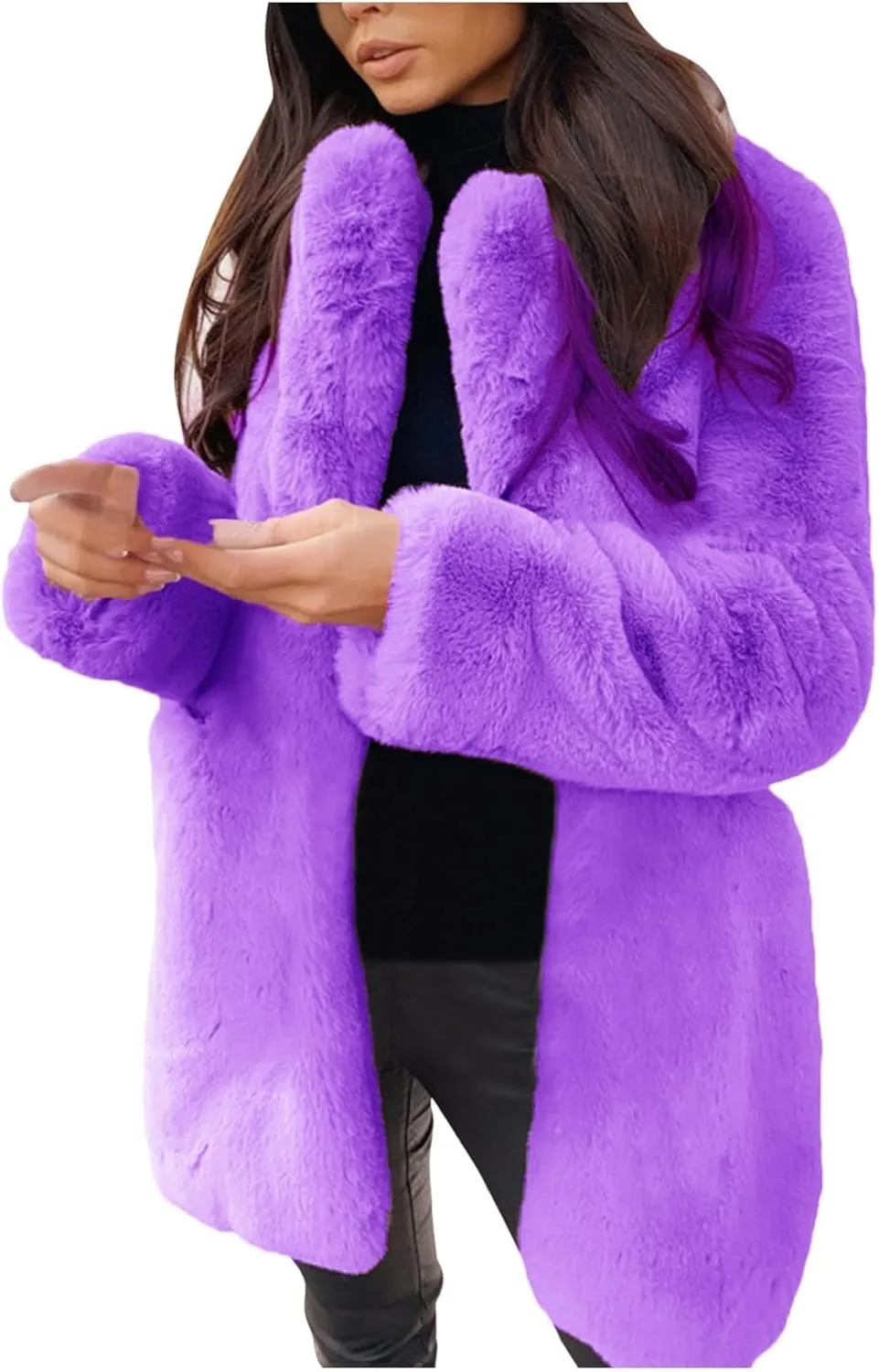Women's 2023 Winter Coats Coat Pelt Thick Women Fashion Faux Pelt Warm Women's Coat Soft Long Sleeve Open Front Long