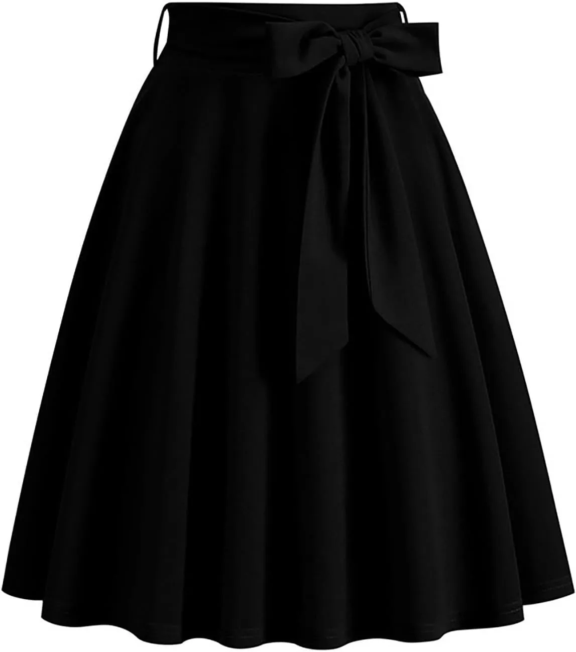 Women's A-Line Swing Vinage Skirts Bow Tie Front High Waist Skater Flared Midi Skirt Evening Gown Prom Skirt
