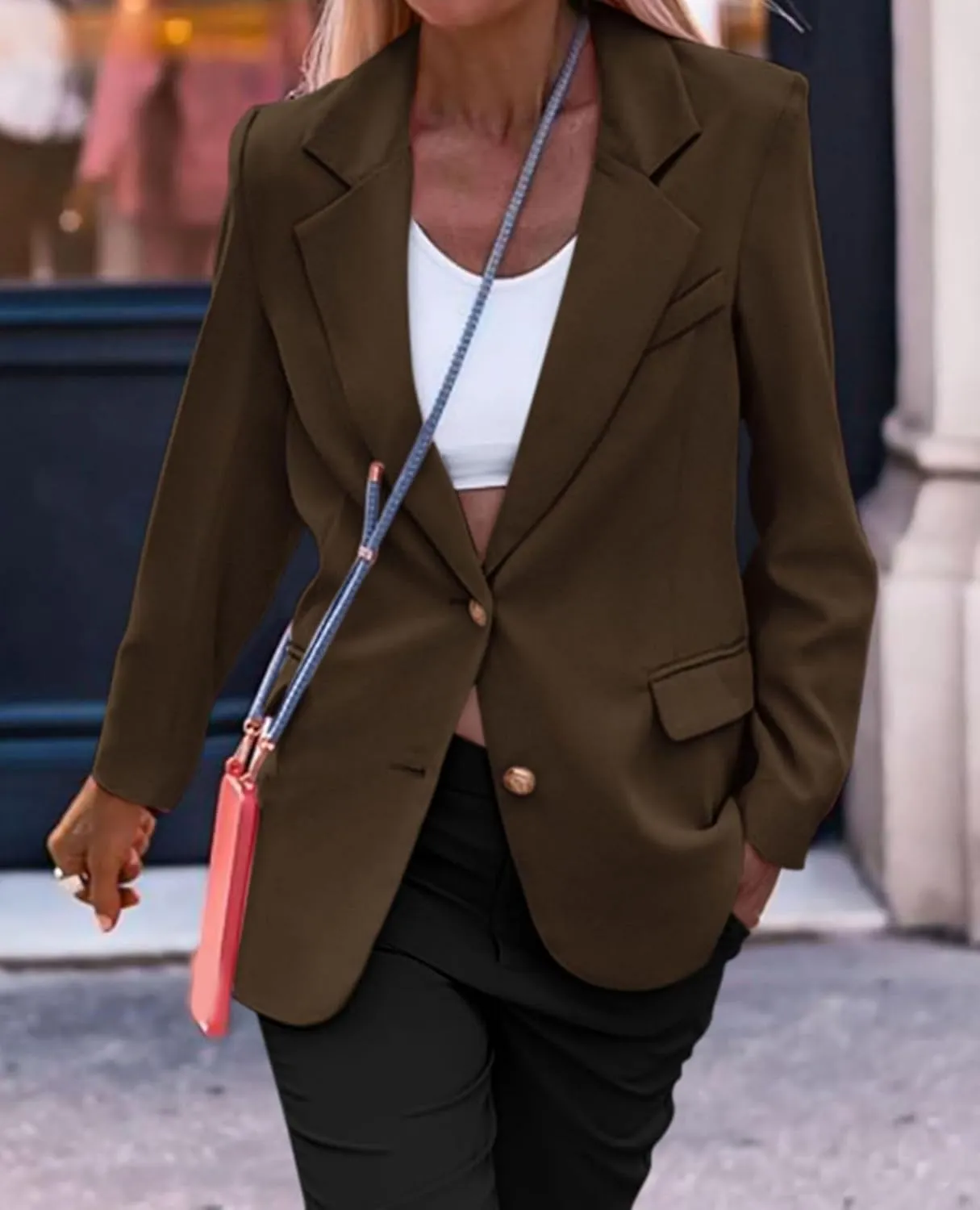 Womens Blazers for Work Casual Blazer Dressy Open Front Long Sleeve Work Office Jackets Fashion Lapel Suit Jacket