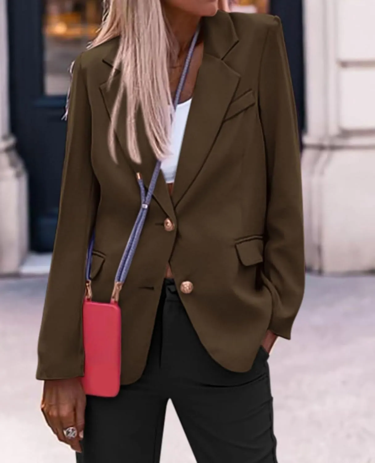 Womens Blazers for Work Casual Blazer Dressy Open Front Long Sleeve Work Office Jackets Fashion Lapel Suit Jacket