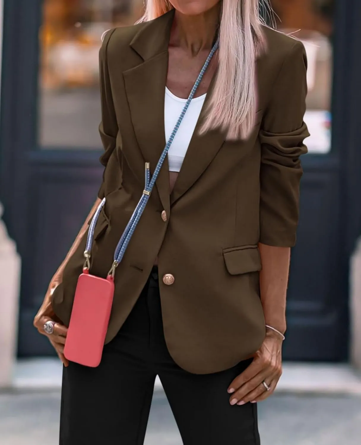 Womens Blazers for Work Casual Blazer Dressy Open Front Long Sleeve Work Office Jackets Fashion Lapel Suit Jacket