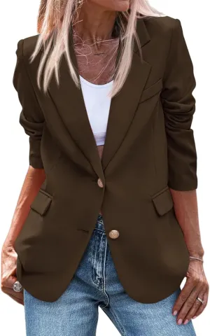 Womens Blazers for Work Casual Blazer Dressy Open Front Long Sleeve Work Office Jackets Fashion Lapel Suit Jacket