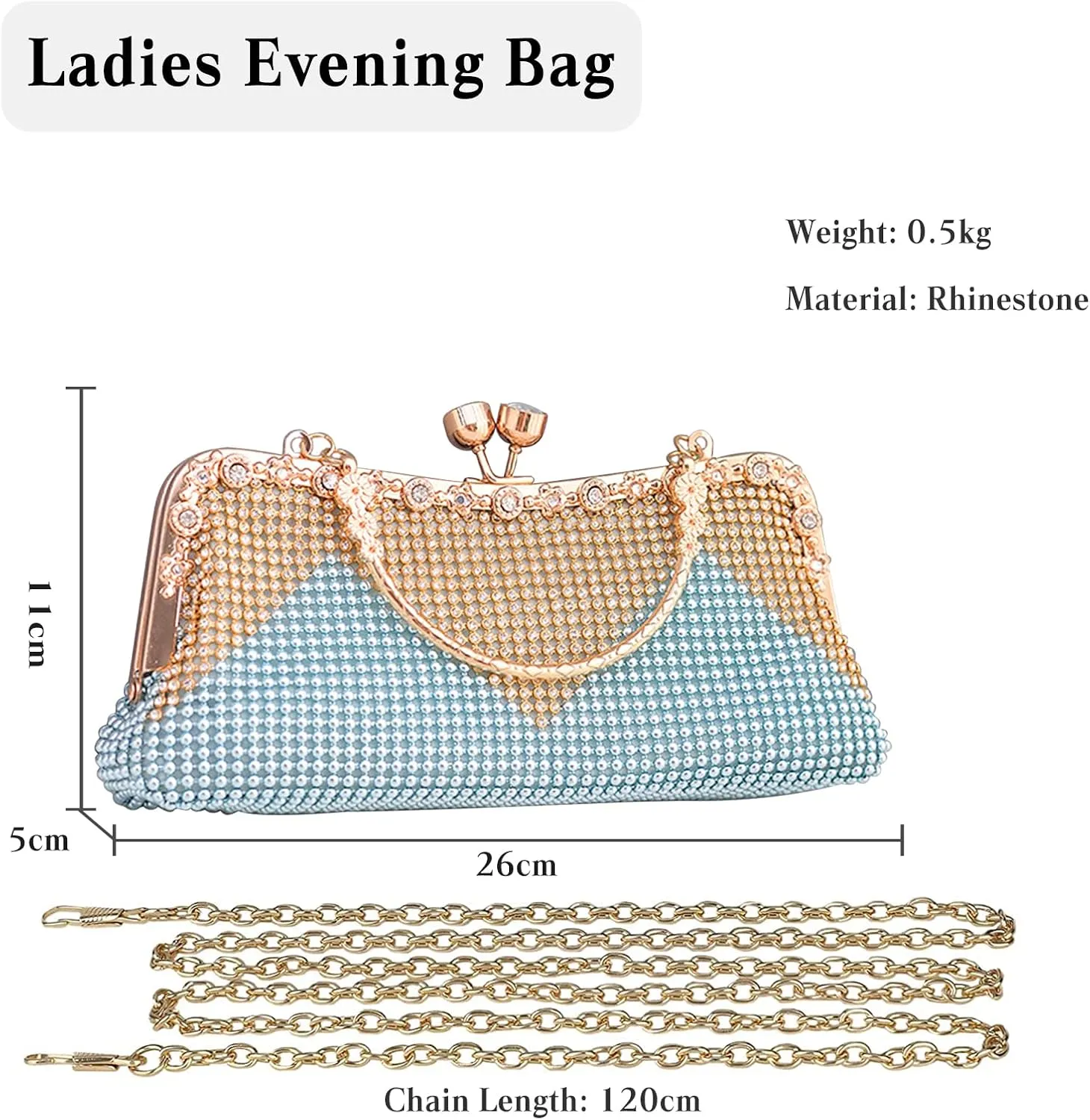 Women's Evening Clutch Bag Rhinestones Purse Ladies Crystal Handbag