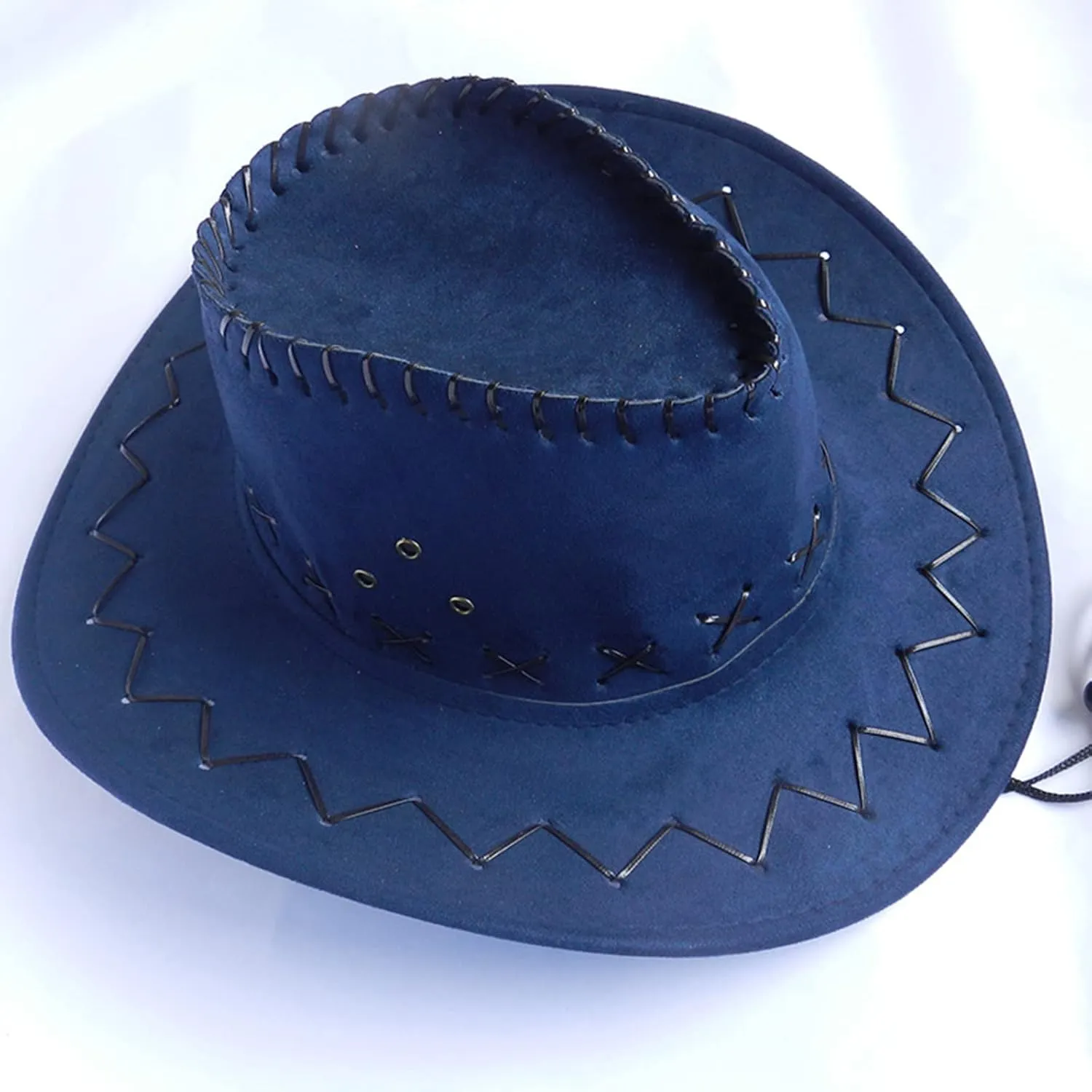 Womens Felt Wide Brim Cowboy Hats Western Cowgirl Hat with Drawstring Dress Up Hat Breathable Summer Hats