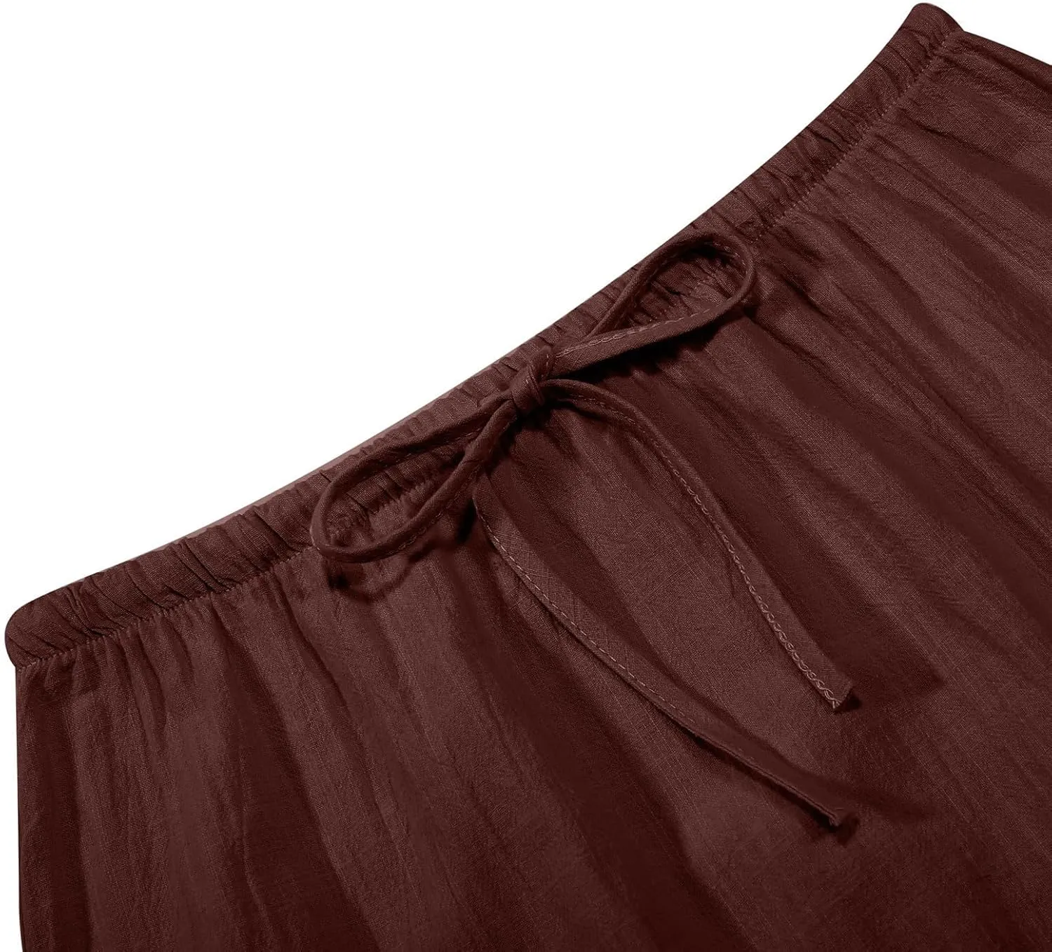 Womens Linen Maxi Skirts Summer Elastic Waist Drawstring A Line Long Flared Skirts Vacation Boho Flowy Skirt