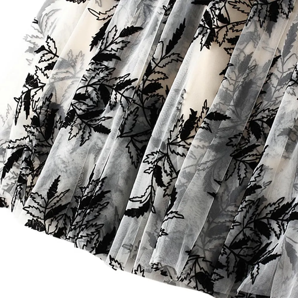 Women's Midi Skirt Tulle Skirt Layered Sequin Pleated Skirt High Waist Gradient Skirt