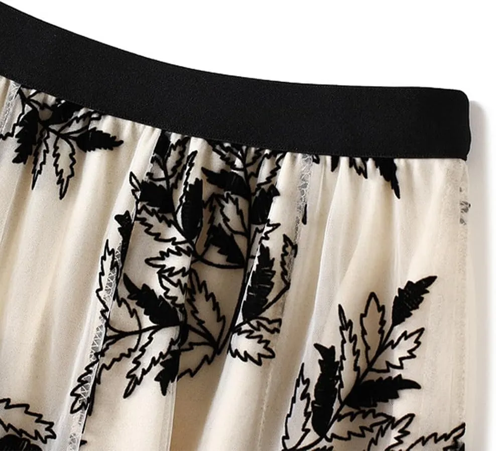 Women's Midi Skirt Tulle Skirt Layered Sequin Pleated Skirt High Waist Gradient Skirt