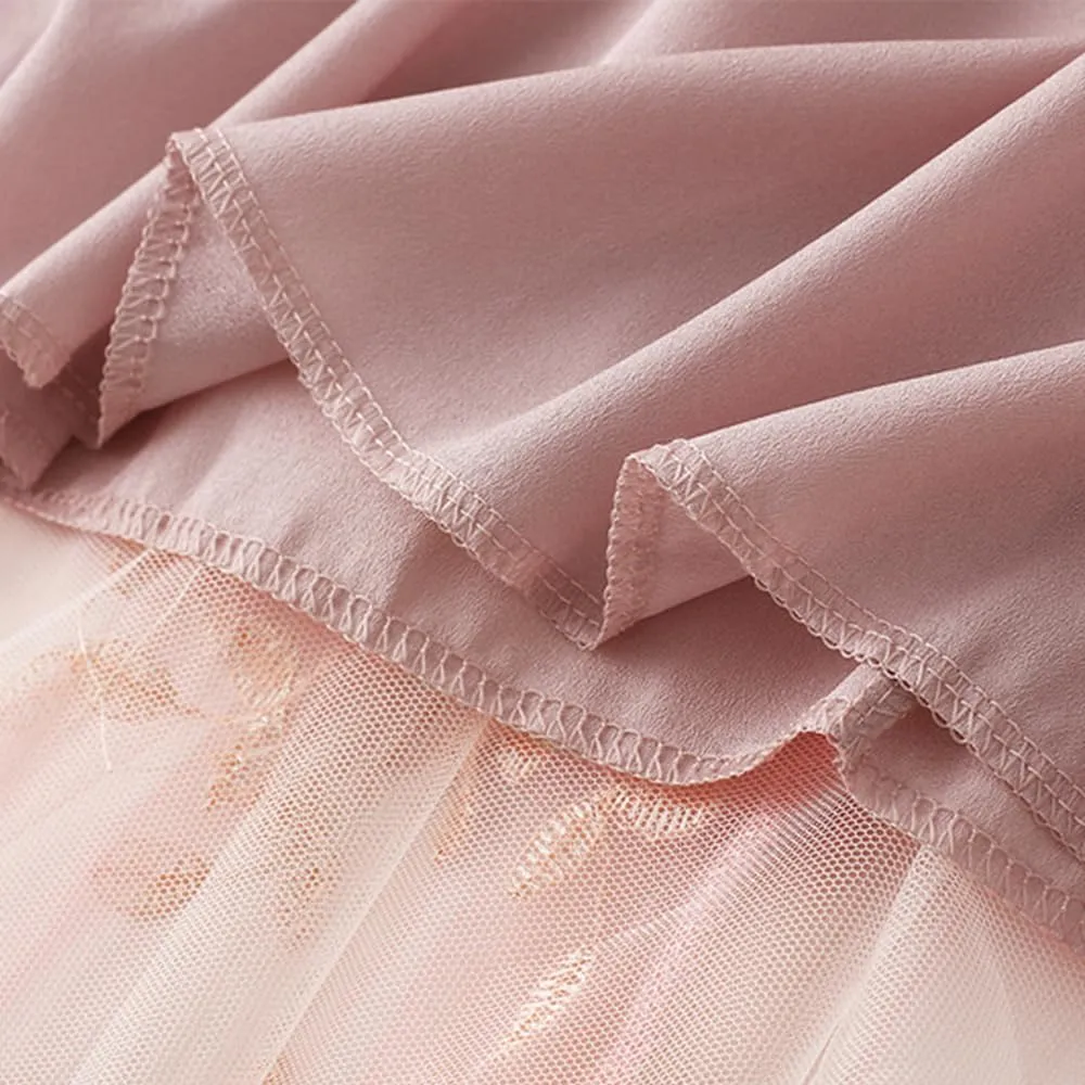 Women's Midi Skirt Tulle Skirt Layered Sequin Pleated Skirt High Waist Gradient Skirt