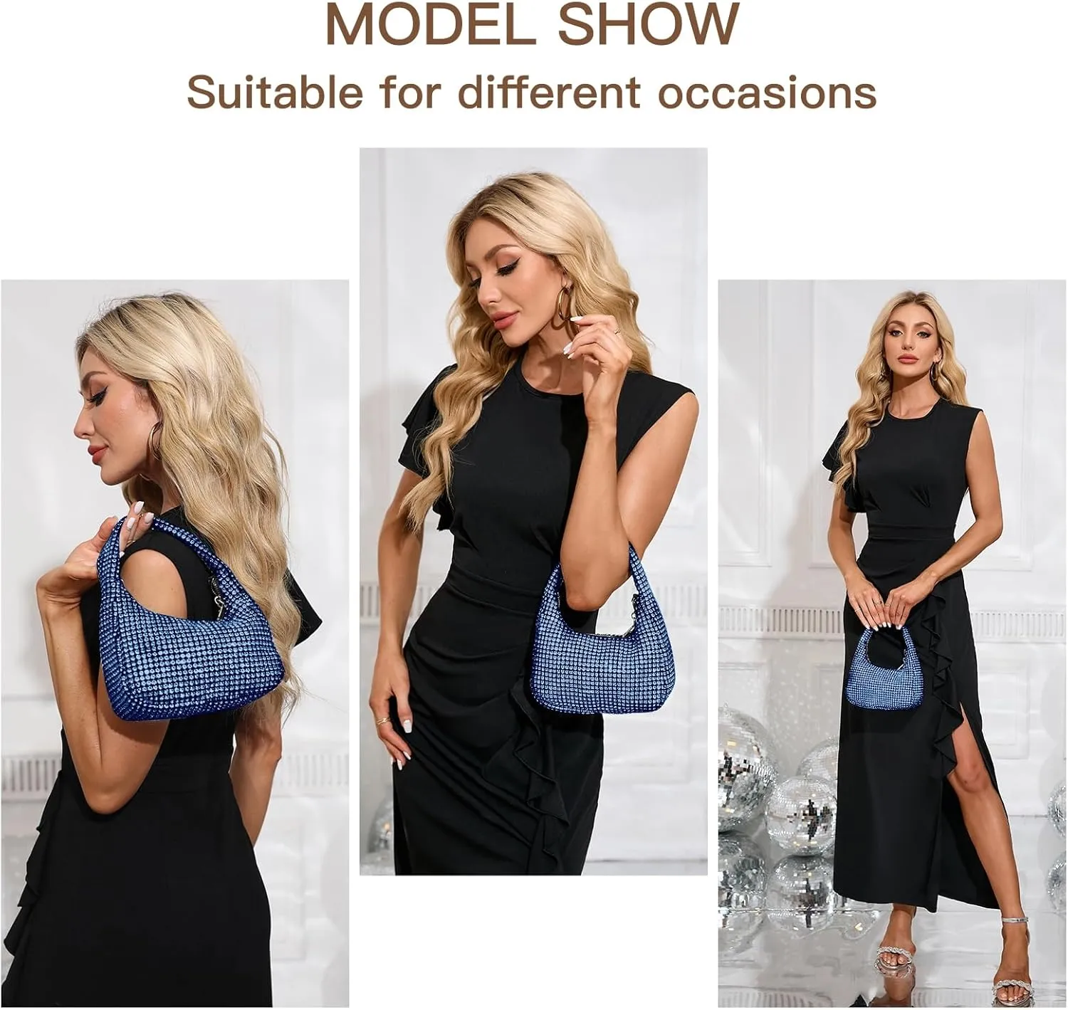Women's Rhinestone Purses Sparkly Clutch Evening Handbag Prom Purse for Party Bridal Wedding