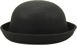 Womens Roll Up Brim Fedora Hats Elegant Adults Solid Hat Panama Bowler Hat Bucket Hat Mens Classic Wool Bowler