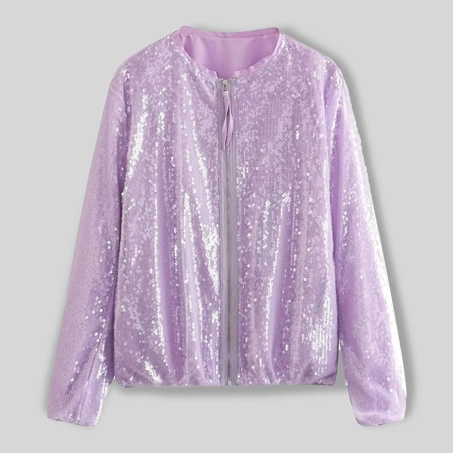 Women's Sequin Jackets Long Sleeve 2023 Winter Baseball Coats Full Zip Sweatshirts Trendy Elegant Party Outwear Tops
