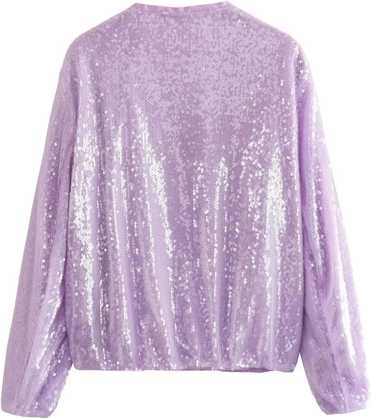 Women's Sequin Jackets Long Sleeve 2023 Winter Baseball Coats Full Zip Sweatshirts Trendy Elegant Party Outwear Tops